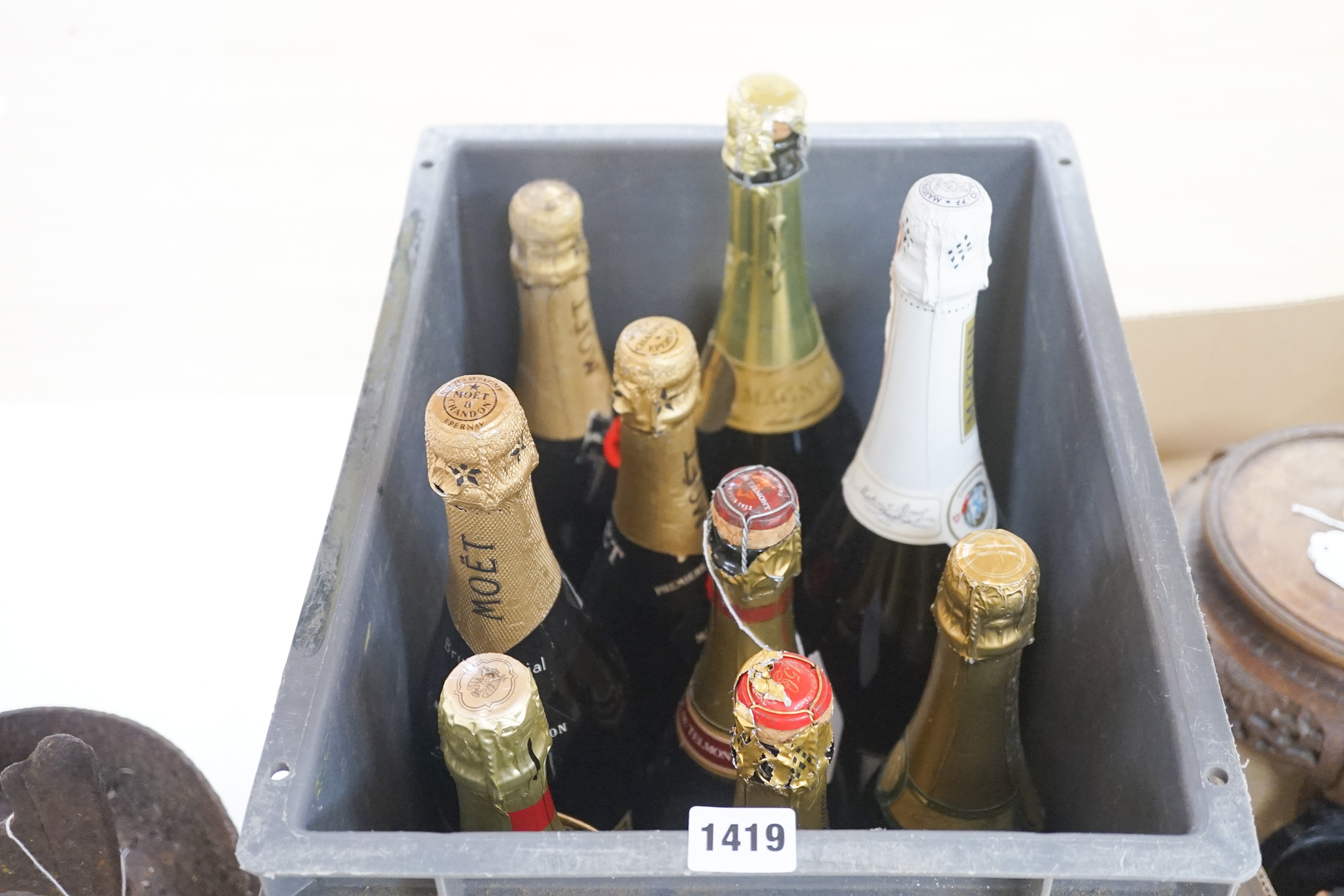 Nine bottles of champagne and sparkling wine